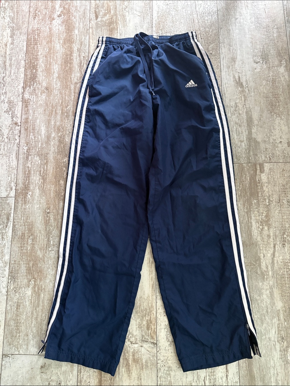 Adidas Navy Jogger Pants with White Stripes